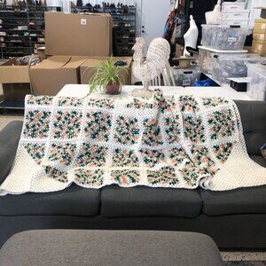 Handmade Granny Square Crochet Blanket Multicolor Throw Cottage Country